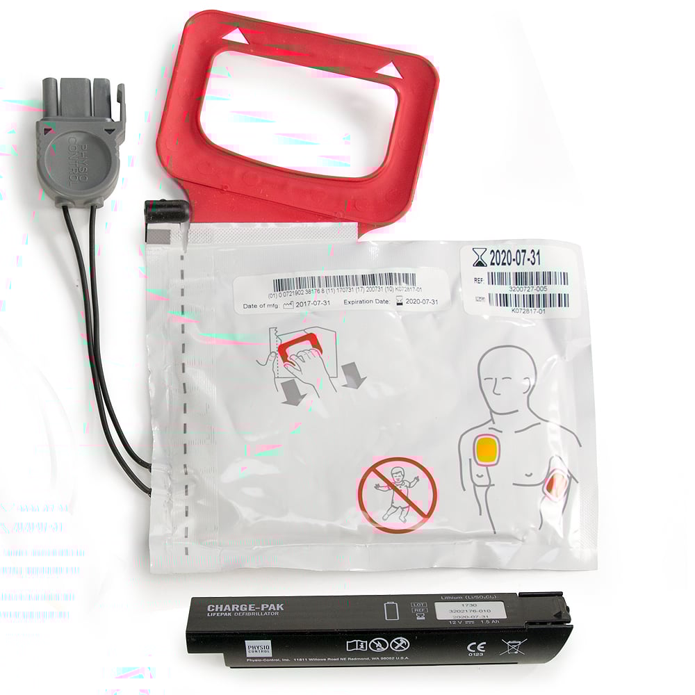 Physio-Control LIFEPAK CR Plus and EXPRESS AED Battery and Pads Kit
